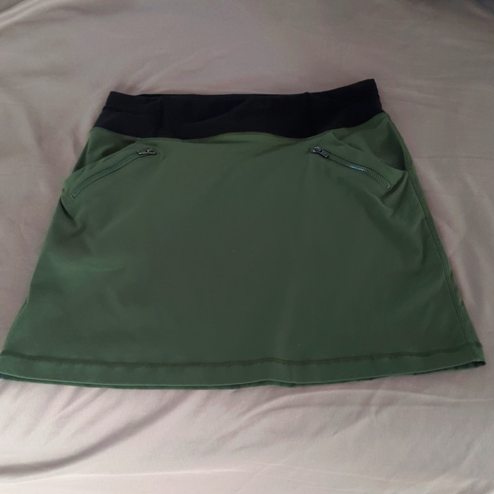 Women's Lucy army / dark green athletic skirt s/p zipper pockets
